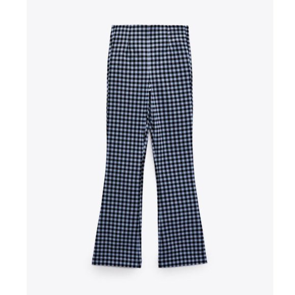 NWT - Zara Vichi Checkered Leggings High-rise Mini Flare - Picture 4 of 5